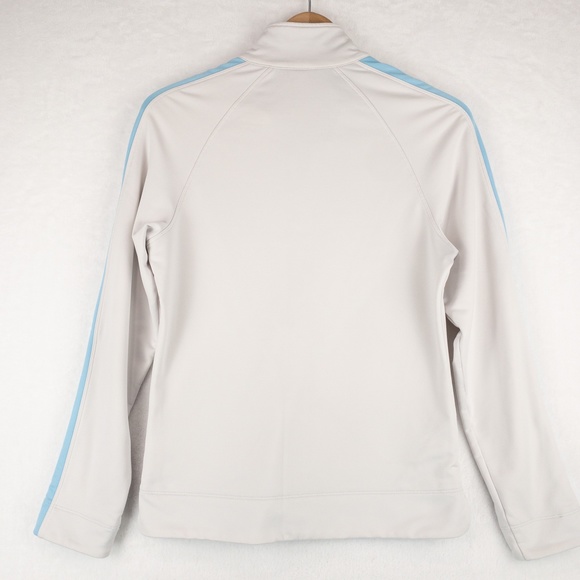 Nike Sweatshirt Womens Small  White Blue Full Zip Fit Dry Mock Neck - Picture 11 of 13